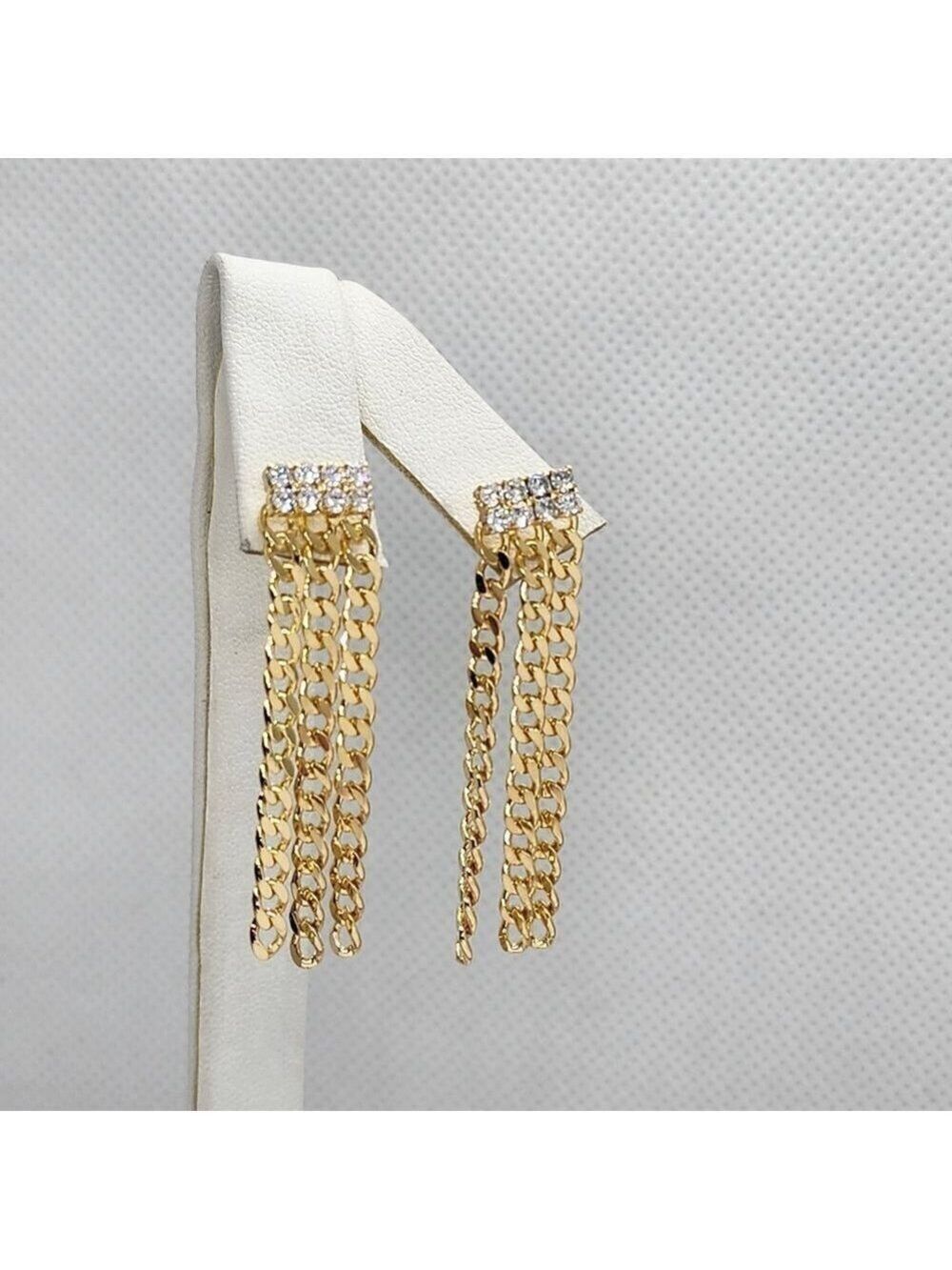 Brand New Brazilian 18k Gold Filled cubic link dangle Earrings